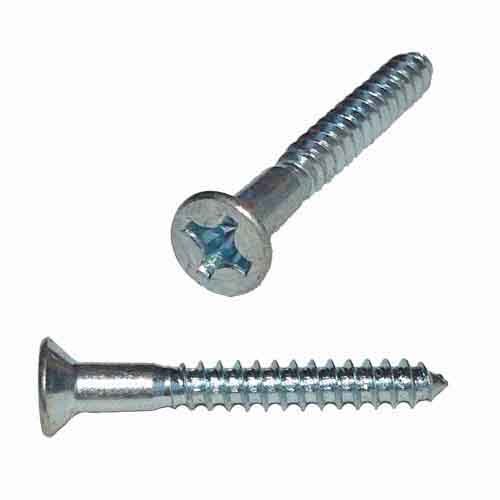 FPWS92 #9 X 2" Flat Head, Phillips, Wood Screw, Zinc